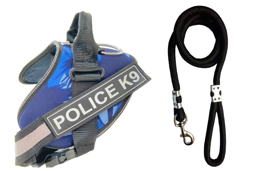 Dog Trust Dog Police k9 Harness for Dogs Large Size with Padded Black Rope Leash Comfortable &Breathable&Durable -Dog Harness for Large German Shepherd. Vest Harness for Dog Blue (B0C46D7BXY) Amazon Price History, Amazon Price Tracker
