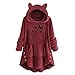 Produktbild Generic Damen Langarm Cat Ear Hat Hoodie Fleece Cute Print Top mit Knopftaschen Kleid Sexy Katzenkostüm Damen