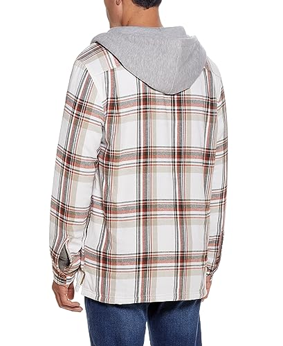 Image of Weatherproof Vintage Mens Hooded and Non-Hooded Sherpa Lined Soft Brushed Plaid Flannel Button-Down Shirt Jacket