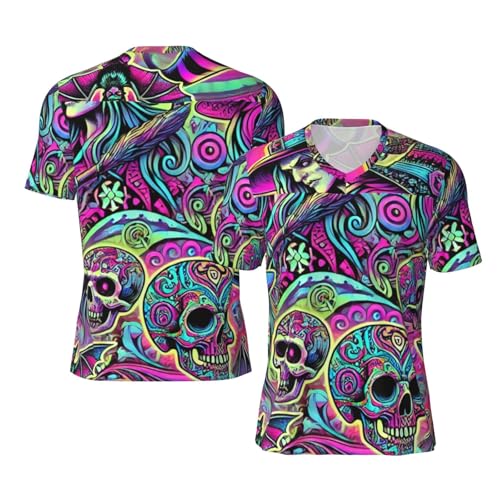 Stylish Athletic Sports Jersey Halloween-Skulls-Witches Men's Rugby Jersey Small