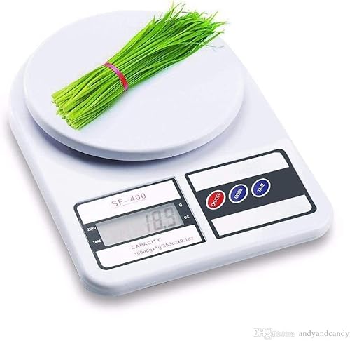 Portal High Accuracy Digital Kitchen Scale 10 Kg - White Electronic Weight Scale - Portable Kitchen Food LCD Display Scales