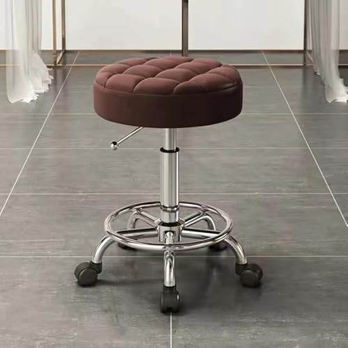 キャスター付き丸椅子 回転椅子 オフィスチェア パソコンチェア 高さ調整 椅子 おしゃれ スツール 椅子 作業椅子 椅子 キャスター付き 昇降式 低い カットチェア コンパクト 小型 スリム 黒 ホワイト 椅子 白 (ダークブラウン)