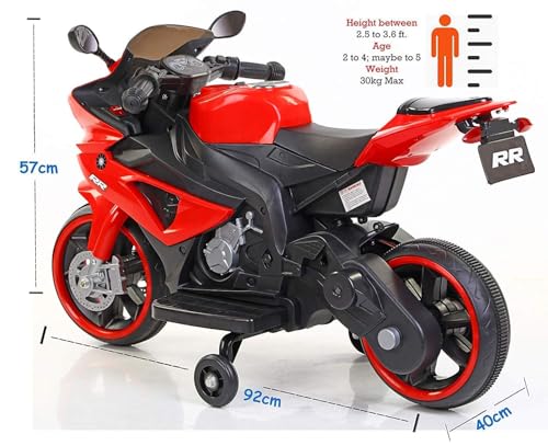 Image of SHAKYA WORLD RR Battery Operated Kid's Bike, Ride-on Bike for 1 to 4 Years, Red & Black