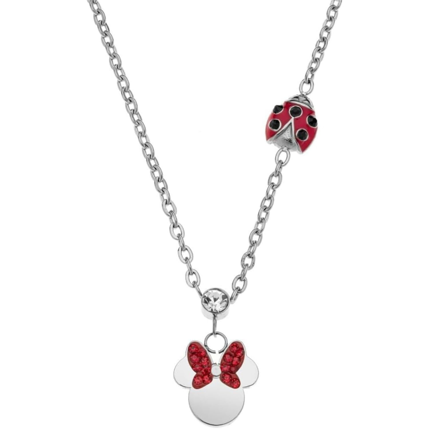 Disney Collana Minnie, Acciaio Inossidabile con Coccinella per Bambini e Bambine, Lunghezza 40+5 cm