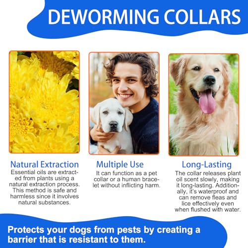 Collari Antipulci per Cani, Confezione da 4 Collari Antipulci per Cani con Protezione Efficace per 24 Mesi, Impermeabili, Regolabili per Taglia Piccola, Media e Grande