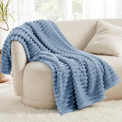 Couverture moelleuse Bedsure grand plaid canapé bleu ciel