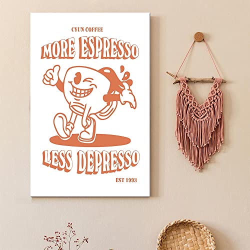 Cute Vintage Coffee Cup Posters For Room Aesthetic Orange Retro Quotes More Expresso Canvas Wall Art Prints Painting Funny Coffee Art Wall Decor Pictures For Kitchen Dining Room Bar 12X16In Unframed #TOP1