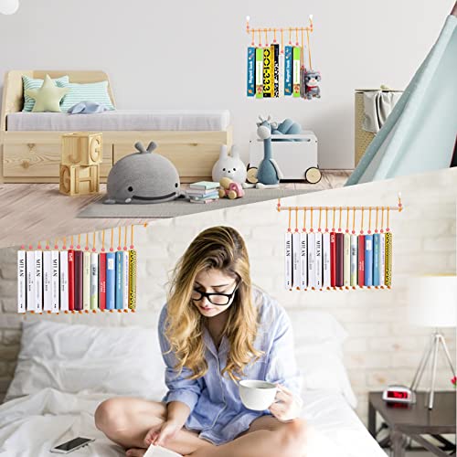 Vomelon Handmade Bookshelf,2 Pack Hanging Bookshelves Decor, Floating Bookshelf And Display Book Holder For Bedroom Wall Hanger For Kids Great Gift #TOP1