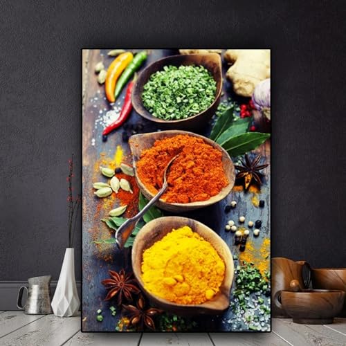 Affiche cuisine KEBIA grand tableau épices pour décorer un salon scandinave