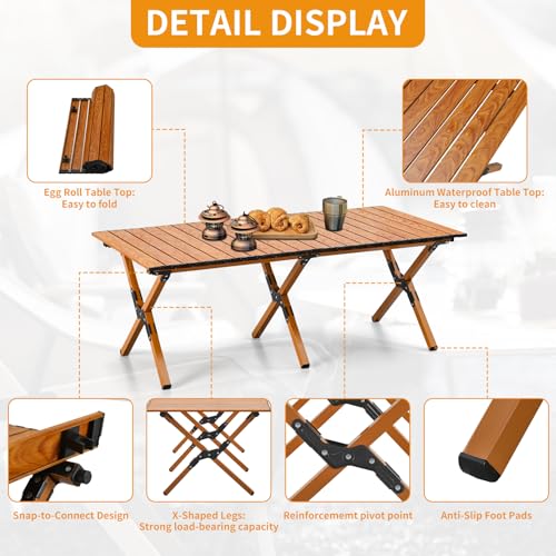 BOOSDEN Mesa de Camping Plegable de Aluminio HWFT-120x60cm-1 miniatura 4
