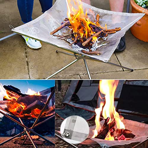 image for Seyaom Outdoor Fire Pit, 22inch Collapsing Stainless Steel Mesh with C