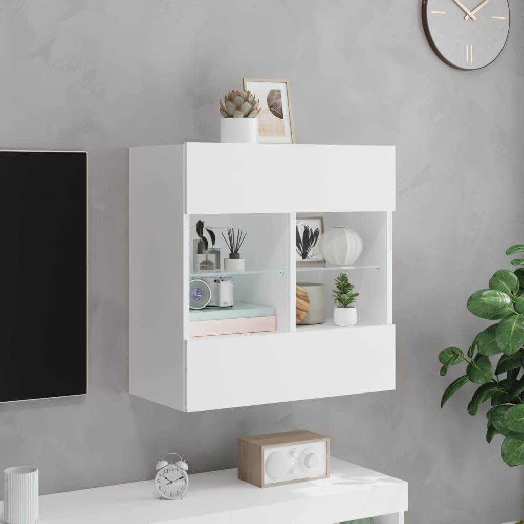 Armario de pared para TV con iluminación LED RGB, aparador de