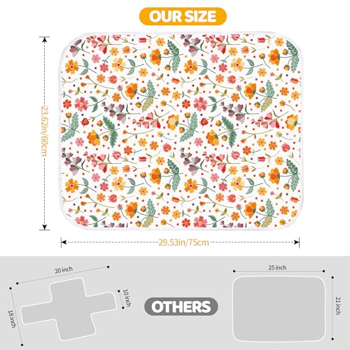 Diaper Changing Pads for Baby, Flower Change Mat, 3Layers Waterproof Change Pad Foldable Absorbent Mats for Women, Reusable Incontinence Underpads for Patient 24\'\'x30\'\' - Thumbnail 2