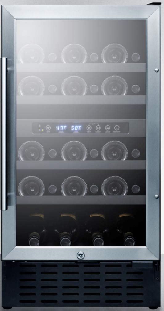 Summit 18” Wine Cellar, 28 Bottle Capacity, 3.3 Cu.Ft., Built-In Wine Cellar, ADA Compliant, Stainless Steel- Swc182zada on Fridge.com - View 3