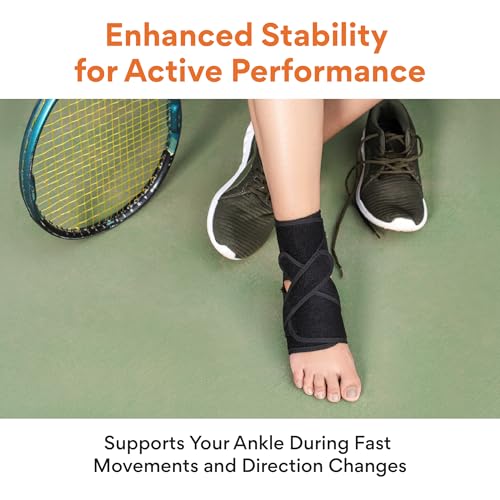 Image of FOVERA Premium Ankle Support Compression Brace for Injuries, Ankle Protection | Adjustable Wrap for Pain Relief & Recovery, Ankle Band for Men & Women, Breathable Neoprene - 1 Pc, Universal Size