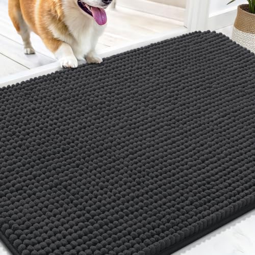 Image of OLANLY Dog Door Mat for Muddy Paws 30x20, Absorbent Chenille Mud Doormat