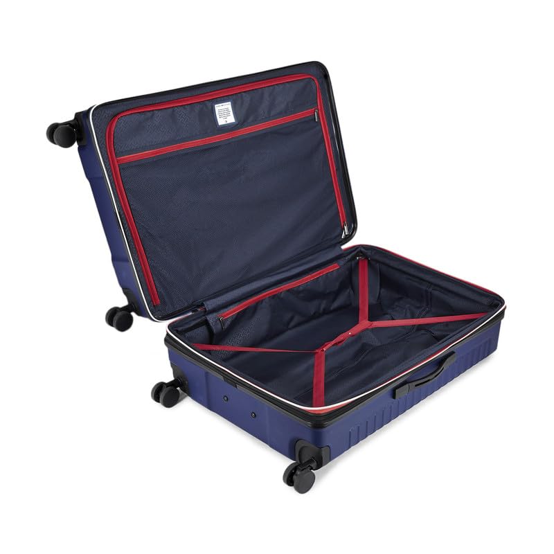 Image of TOMMY HILFIGER Medium Hard Luggage Hummer X - Navy | Check-in Trolley Bag with TSA Lock | 360 Spinner Double Wheels | Telescopic Handle | Polycarbonate Shell Suitcase | 66.5cm | 77L Capacity