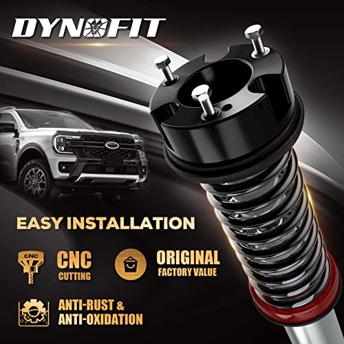 Image of dynofit 1.5 inch Wheel Spacers + 2.5 inch Front Leveling Lift Kit Fit 2019-2026 Ford Ranger & 2021-2026 Ford Bronco(Not Sport /Raptor), 6x139.7 Hubcentric Wheel Spacers M12x1.5 Studs Suspension Strut Spacer