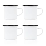 4 Pcs Sublimation Blank Enamel Mug with Black Rim Camping Travel Coffee Metal Mug 12 oz Can be used as a gift for Christmas Thanksgiving Mother's Day Father's Day