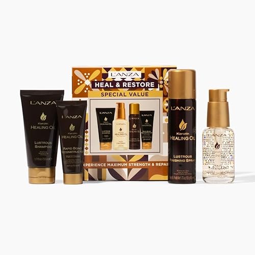 Miniatura 2 de L'ANZA Kit de muestra de aceite curativo de queratina para el cabello, tratamiento de aceite capilar de queratina con champú de tamaño de viaje,