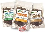 Roasted Crickets - Sriracha - Chocolate Coffee - Sour Cream & Onion - New Larger Size (All Three Packages)