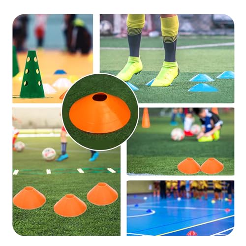 20 conos de disco de entrenamiento de agilidad con correa de transporte, conos marcadores deportivos para fútbol, fútbol, baloncesto, hockey, simulacros de práctica multideportiva (naranja) - imagen 7