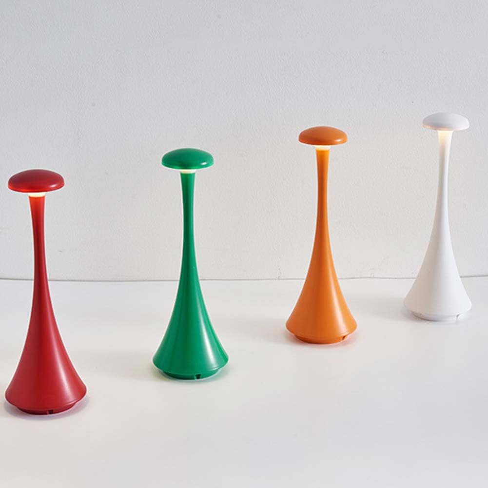 LED Pilz Tischlamp Kabellos Akku Pilz Lampe mit Touch Dimmbare Tischleuchte Modern Mushroom Lampe USB Aufladbar Tragbare Nachttischlampe mit Schalter Deko Kinderzimmer Lampe 3000K-6000K,Orange