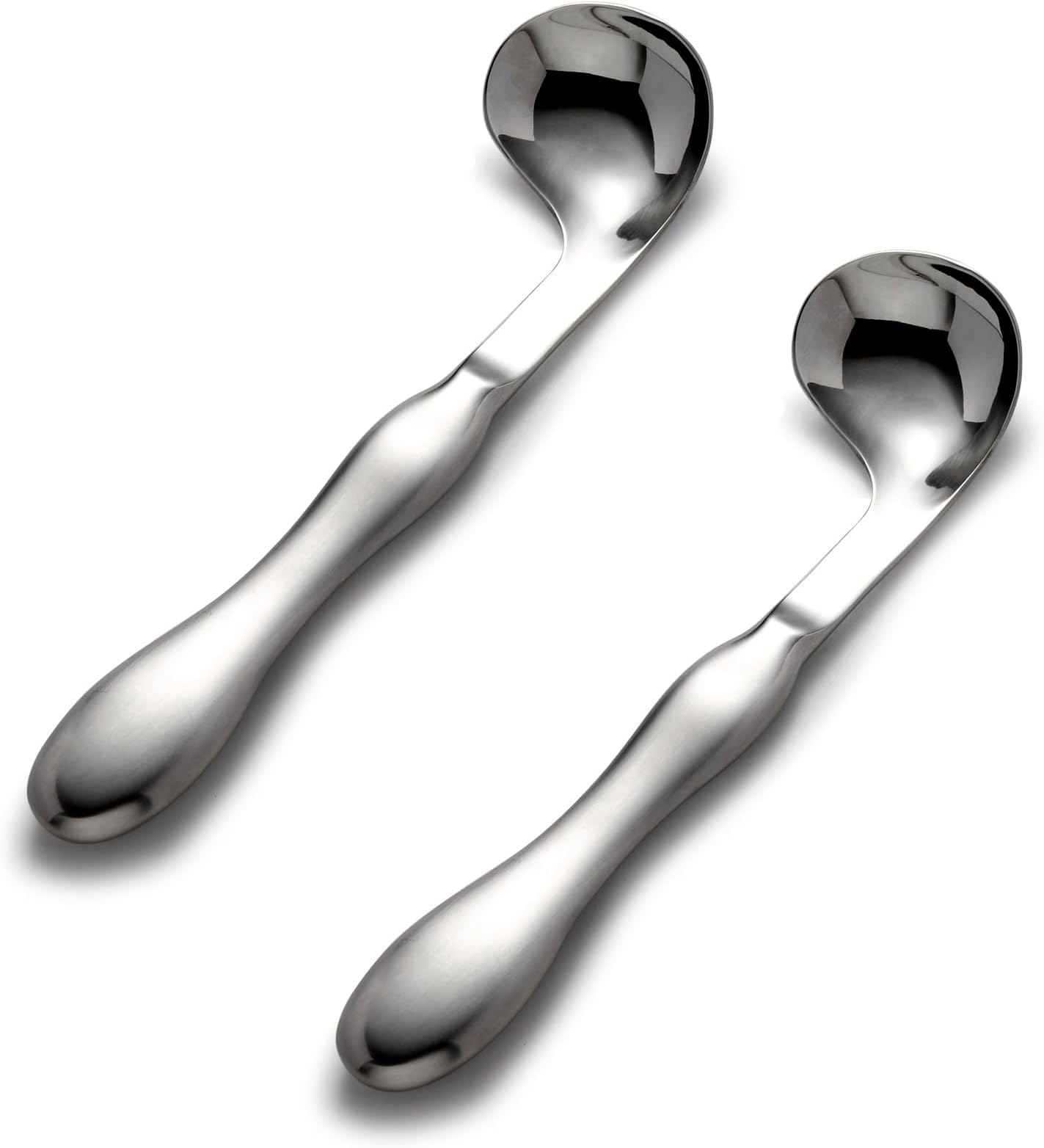 NUTRIUPS Adaptive Utensils for Elderly, 2pcs Curved Angled Spoon, Weighted Utensils for Hand Tremors, Arthritis, Parkinson's or Elderly Use, Easy Grip Handles