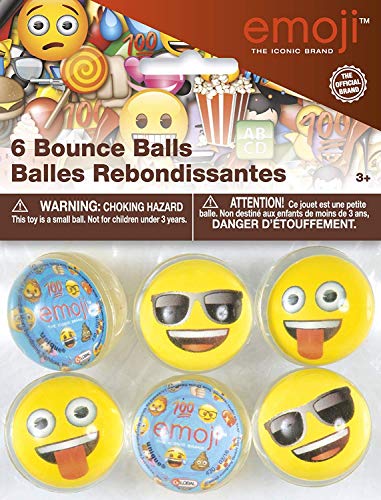 Unique Party- 6 Pelotas Saltarinas Motivo Emojis, Multicolor, talla única (Partygram 50638) , color/modelo surtido