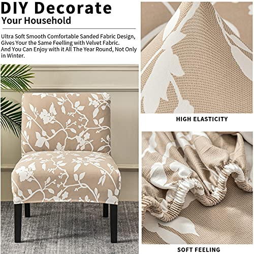 Image of Eco-Ancheng Armless Chair Slipcover Removable Armless Accent Chairs Covers Washable Armless Slipper Chair Slipcover Printed Armless Chair Furniture Protector Covers for Living Dining Room Hotel
