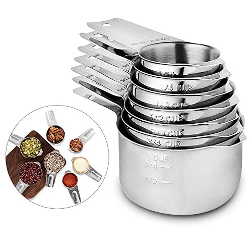 Measuring Cups Stainless Steel 7 Piece Stackable Set For Dry Or Liquid Ingredients Measurement - Kitchen Gadgets & Utensils Metal Measuring Cups Best For Cooking & Baking #TOP1