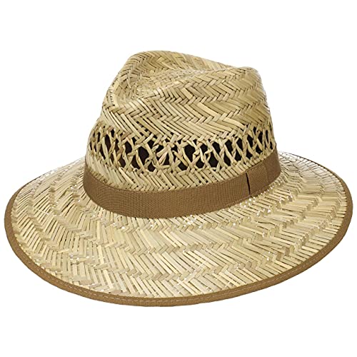 Lipodo Big Brim Traveller Strohhut Damen Herren Hut aus 100% Stroh Made in Italy Sonnenhut S M L XL Sommer Naturfarben Natur XL (60-61 cm)