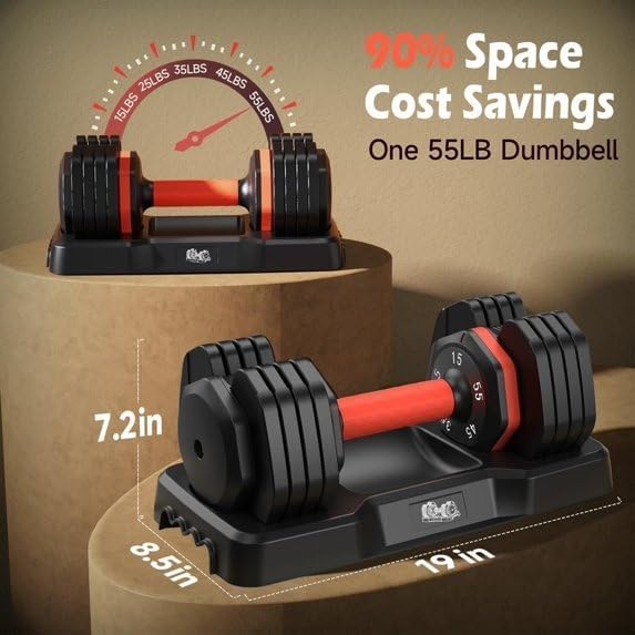 Image of FEIERDUN Adjustable Dumbbell Set, Weight Set for Home Gym, 5 /10-in-1 Free Weight Adjustable Dumbbells, Single Hand Twist Adjust with Non-Slip Handles, 90% Space Saving Strength Training for both Men&Women