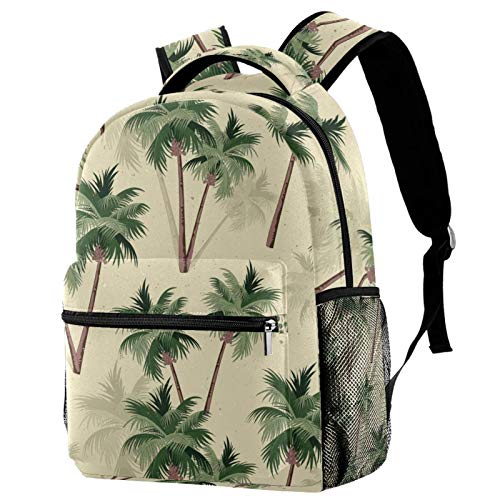 Sac à dos d'école imprimé palmiers tropicaux en tissu sergé résistant pour ordinateur portatif