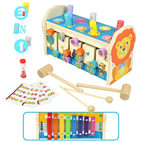 Symiu Juguetes Niños Bebes Educativos Juguetes de Madera 3 in 1 Montessori Xilofono Infantil Juguetes de Laberinto Clasificacion 3 4 5 Años Niños Niñas
