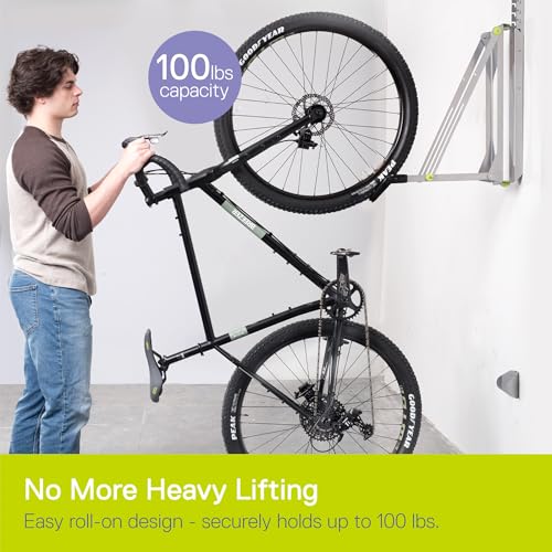Image of Pivot Bike Storage Rack by Delta Cycle - Bike Rack Garage Wall Mount Swivels to Save Space - No Lifting Required Vertical Bike Rack - Indoor Bike Storage Wall Hanger Holds Up to 100 lbs