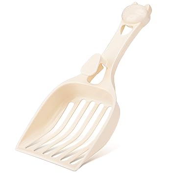 Depets Cat Litter Scoop, Plastic Litter Scooper with Eco-Friendly PP Material, Durable Litter Sifter Scoop - Designed for Easy Sifting, Milky White