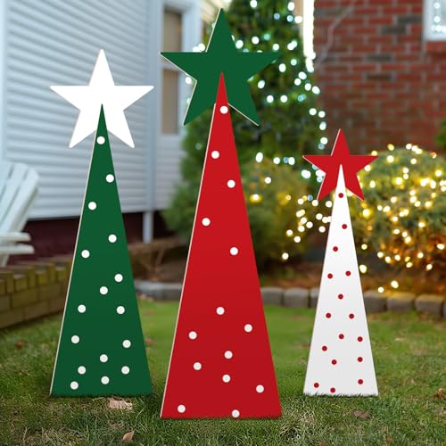 Threehoney 3 Pcs Christmas Tree Porch Signs 36,30,22 Inches Christmas Plastic Board Standing Porch Decor Xmas Welcome Board Signs for Front Door Outdoor Home Yard Standing Holiday Outside Decoration - Image 4
