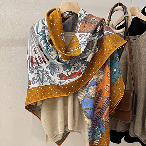 Écharpe en laine de soie imprimée à double face WQHPLMD foulard chaud chic