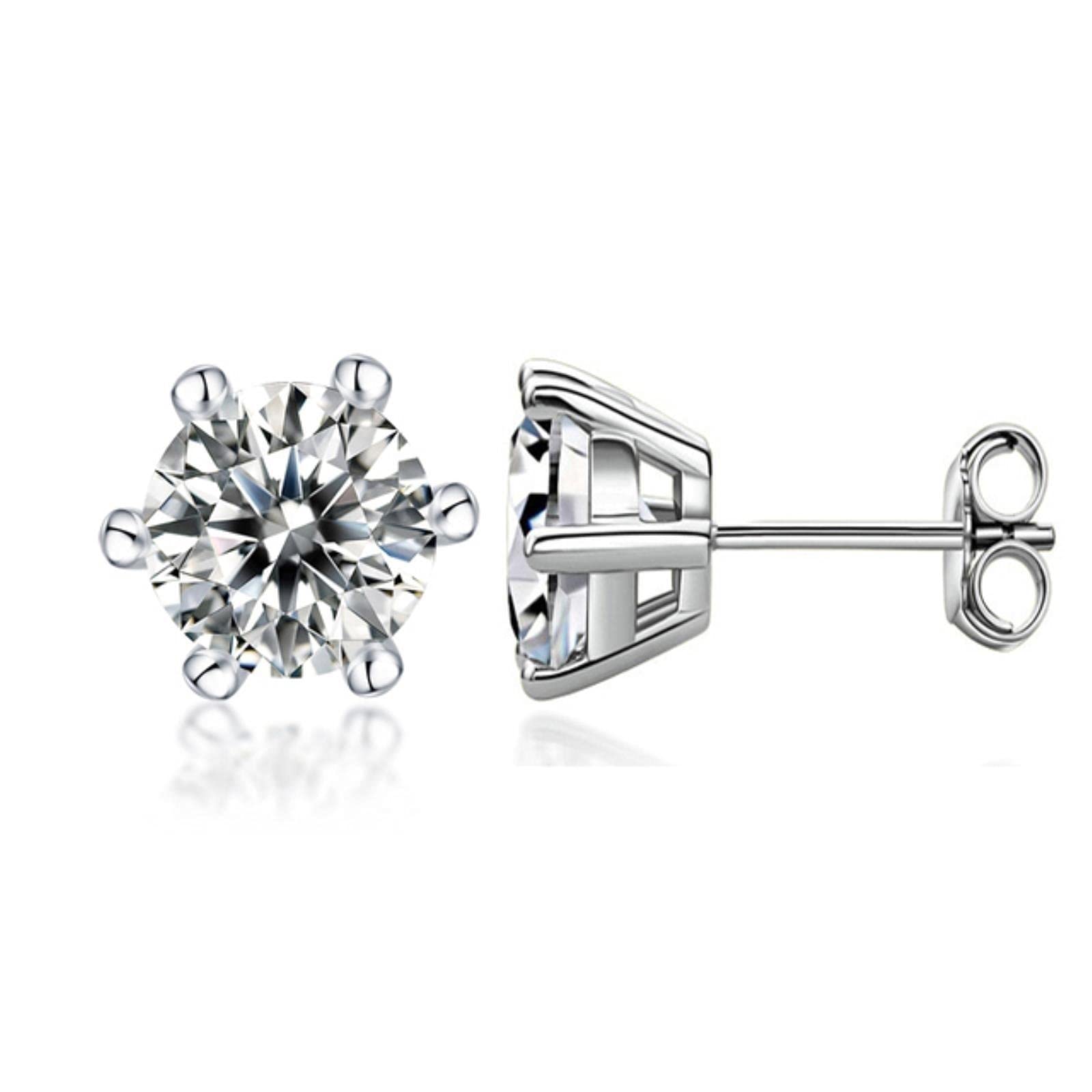 LOKILOKI Pendientes De Plata De Ley 925 Moissatine para Niña, Mujer, Boda, Fiesta, Joyería Fina, Regalo