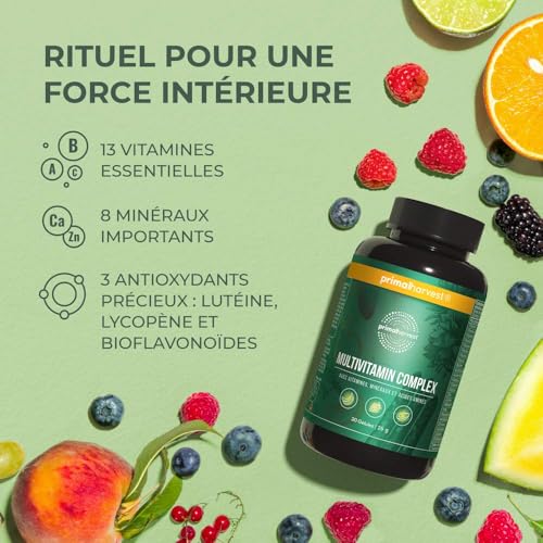Complexe multivitaminé de Primal Harvest - Complément alimentaire quotidien à base de biotine, de zinc et de vitamines, à dosage élevé, pour hommes et femmes, 30 capsules – Image 7
