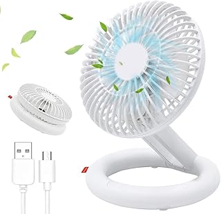 MBLAI Mini Ventilateur USB Fan,Portable Silencieux Ventilateur de Bureau,alimenté par USB,2000 mAh 3 Vitesses pour Table PC, Ordinateur Portable, Netbook, Maison, Bureau, etc (Blanc)
