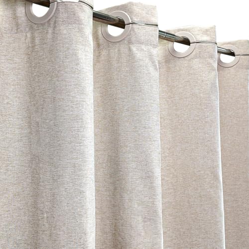 YISURE Rideau de Douche 200 x 220 cm Aspect Lin Beige crème sans Crochets en Tissu résistant Hydrofuge, Largeur 200 cm x Hauteur 220 cm