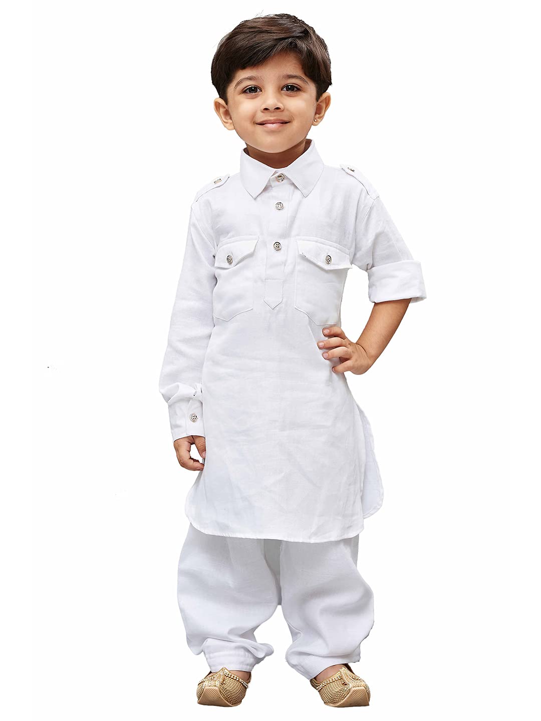 Vastramay Boys' Pathani Khan Suit Set  Soft Cotton Fabric With Patiala Pyjama  Perfect For Holi & Eid