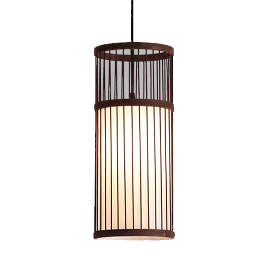 Suspension bambou LED à éclairage tamisé style chinois beige et marron