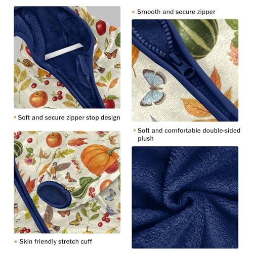 CHIFIGNO Autumn Harvest Pumpkins Kids Polar Fleece Lined Outerwear Jackets, Winter Coats for Toddler Boys with Hooded 3T3