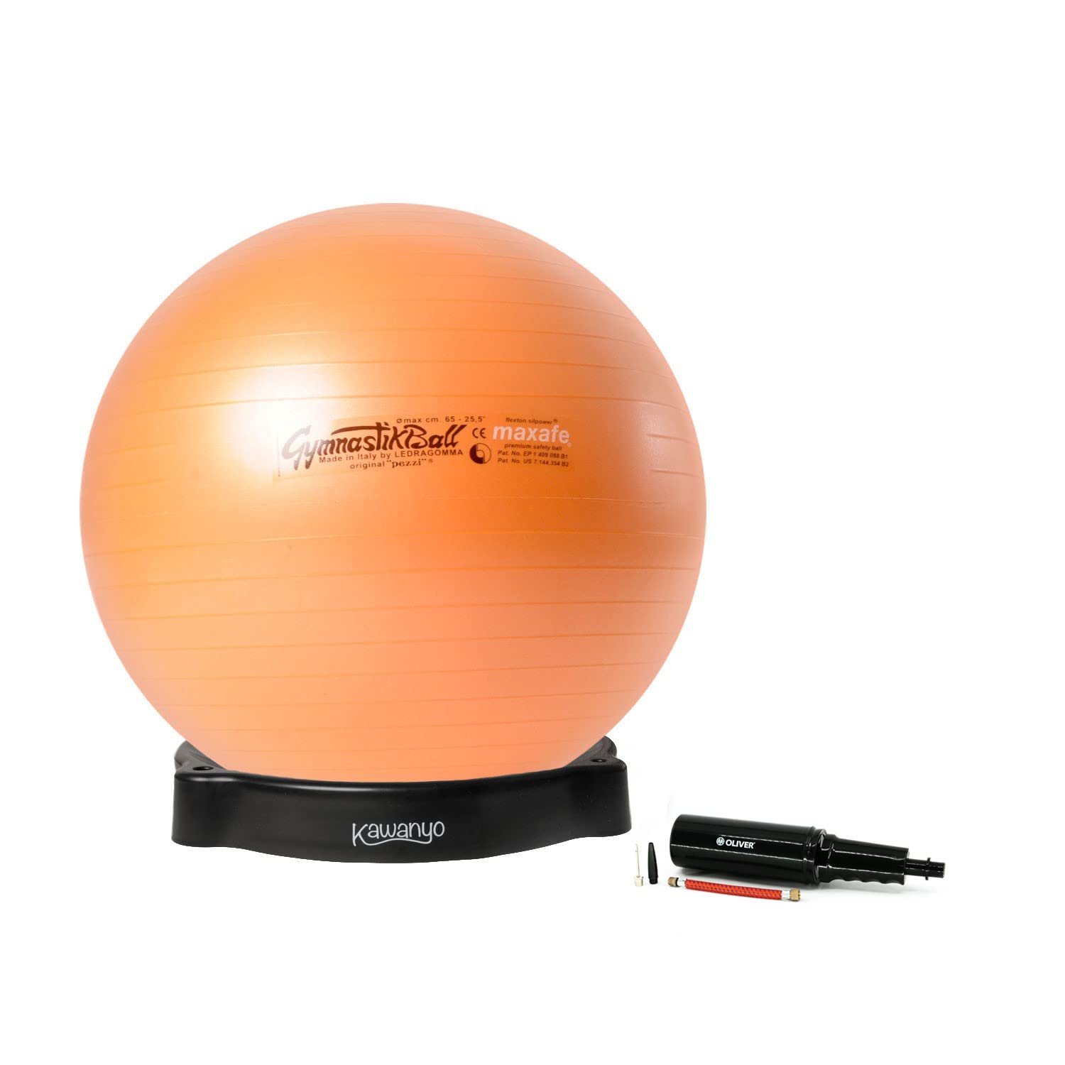 Pezzi MAXAFE - Pelota de Gimnasia Hinchable (diámetro de 42 cm hasta 75 cm, Incluye Cuenco para Pelota y Bomba para Pelotas, soporta hasta 400 kg), Cobre, Ø 75 cm - bis 185 cm Körpergröße