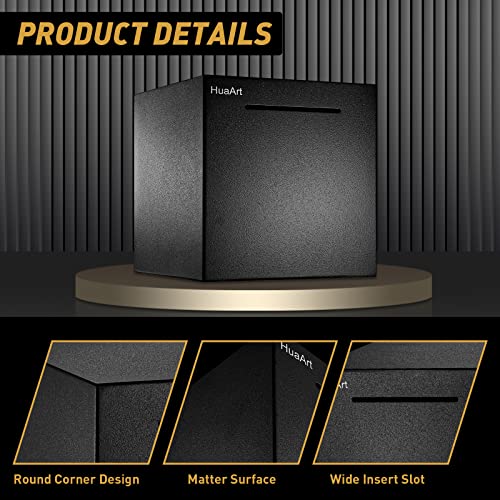 Image of Stainless Steel Safe Piggy Bank for Adults (7.9 inch - Black)