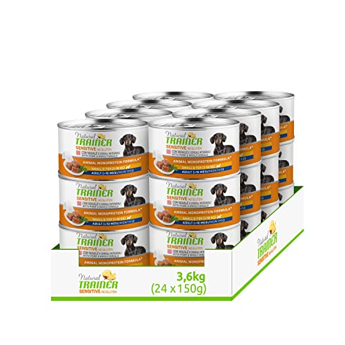 Natural Trainer Sensitive No Gluten Small & Toy - Cibo Umido per Cani con Maiale 24 x 150 g