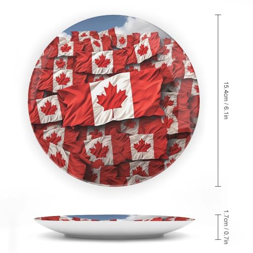 Plato decorativo bandera canadiense de cerámica 6 pulgadas miniatura 2